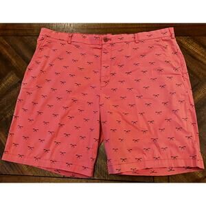 IZOD Saltwater‎ Stretch Shorts Men’s 42 Pink Fish Bones Print 9.5” Inseam
